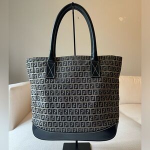 Fendi Tote Bag Handbag Zucchino Navy